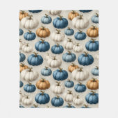 Rustieke blauwe en neutrale pompoenen fleece deken (Voorkant)