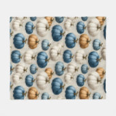 Rustieke blauwe en neutrale pompoenen fleece deken (Voorkant (Horizontaal))