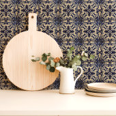 Rustieke blauwe en witte majolica tegeltje