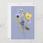 Rustieke Blauwe & Gele Wildbloemen Bruidsbrunch Kaart (Achterkant)