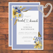 Rustieke Blauwe & Gele Wildbloemen Bruidsbrunch Kaart