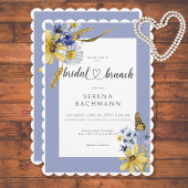 Rustieke Blauwe & Gele Wildbloemen Bruidsbrunch Kaart