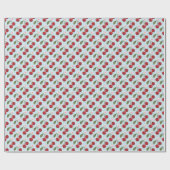 Rustieke blauwe gingham en kersen cadeaupapier (Vlak)