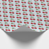 Rustieke blauwe gingham en kersen cadeaupapier (Hoek)