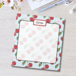 Rustieke blauwe gingham en kersen notitieblok<br><div class="desc">Het Rustic Blue Gingham And Cherries Notitieblok heeft een charmant ontwerp met een klassieke blauwe gingham achtergrond versierd met levendige kersen en delicate kersenbloesems. Dit geïnspireerde patroon straalt een retro esthetiek uit, ideaal voor het toevoegen van een vleugje landelijke charme aan uw briefpapier collectie. De combinatie van kersen en kersenbloesems...</div>