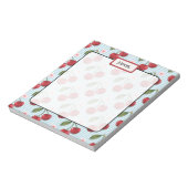 Rustieke blauwe gingham en kersen notitieblok (Linkerzijde)