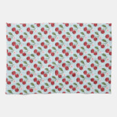 Rustieke blauwe gingham en kersen theedoek (Horizontaal)