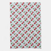Rustieke blauwe gingham en kersen theedoek (Verticaal)