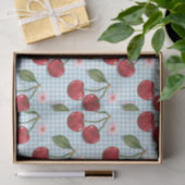 Rustieke blauwe gingham en kersen tissuepapier (Geschenk)