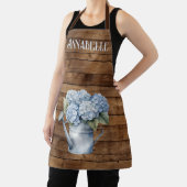 Rustieke blauwe hortensia gieter gepersonaliseerd schort (Insitu)