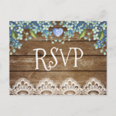 Rustieke Blauwe Hortensia & Kant RSVP-kaart Uitnodiging Briefkaart (Voorkant)