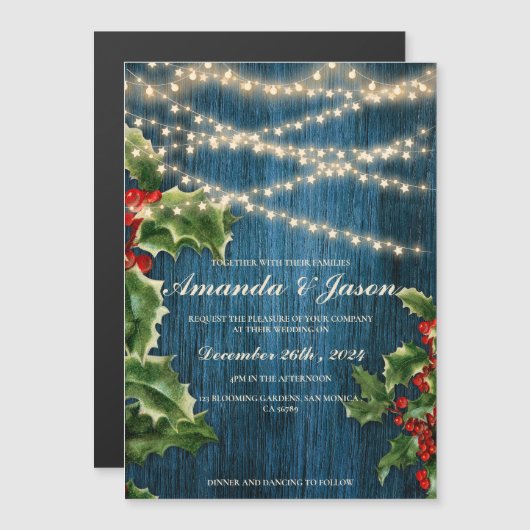 Rustieke Blauwe Houten Berry Feestelijke bruiloft  (Voorkant / Achterkant)