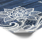 Rustieke Blauwe Houten Kant Wit Bloemen Welkom Bor Poster (Hoek)