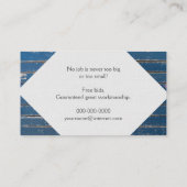 Rustieke Blauwe Houten Korrel Visitekaartje (Achterkant)