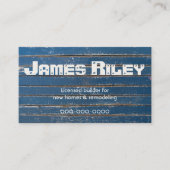 Rustieke Blauwe Houten Korrel Visitekaartje (Voorkant)