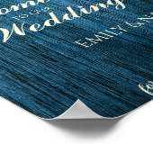 Rustieke blauwe houten snaren Welkom op onze bruil Poster (Hoek)