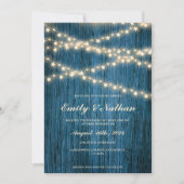 Rustieke Blauwe Houten Strijklichten Bruiloft Uitn (Voorkant)