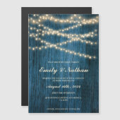 Rustieke Blauwe Houten Strijklichten Bruiloft Uitn (Voorkant / Achterkant)