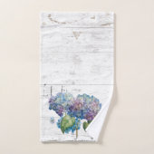 Rustieke Blauwe Hydrangea Blooms Houten Namen Mono Bad Handdoek (Handdoek)