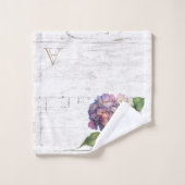Rustieke Blauwe Hydrangea Blooms Houten Namen Mono Bad Handdoek (Wasdoekje)
