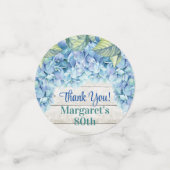 Rustieke Blauwe Hydrangea Foto 80e Verjaardag Confetti (Kleine voorkant)