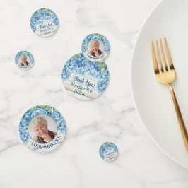 Rustieke Blauwe Hydrangea Foto 80e Verjaardag Confetti