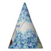 Rustieke Blauwe Hydrangea Foto 80e Verjaardag Feesthoedjes (Rechts)