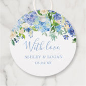 Rustieke Blauwe Hydrangea Waterverf Bloemenbruilof Bedankjes Labels (Achterkant)