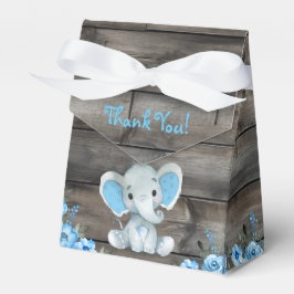 Rustieke Blauwe Jongen Olifant Favor Box Baby show Bedankdoosjes
