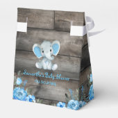 Rustieke Blauwe Jongen Olifant Favor Box Baby show Bedankdoosjes (Achterkant)