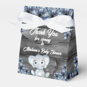 Rustieke Blauwe Jongen Olifant Favor Box Baby show Bedankdoosjes