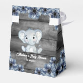Rustieke Blauwe Jongen Olifant Favor Box Baby show Bedankdoosjes (Achterkant)