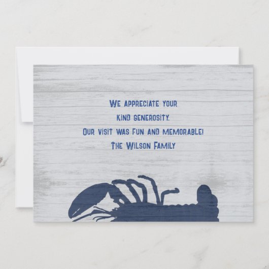 Rustieke Blauwe Lobster Custom Dank u Nota Kaart (Achterkant)