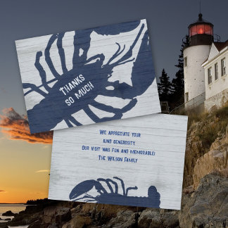 Rustieke Blauwe Lobster Custom Dank u Nota Kaart
