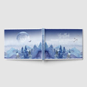 Rustieke Blauwe Misty Pine Forest Wedding Gastenboek (Volledig)