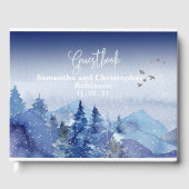 Rustieke Blauwe Misty Pine Forest Wedding Gastenboek (Voorkant)