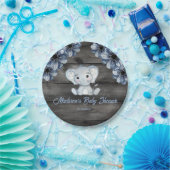 Rustieke Blauwe Olifant Bloemen Houten Papier Bord (Feest)