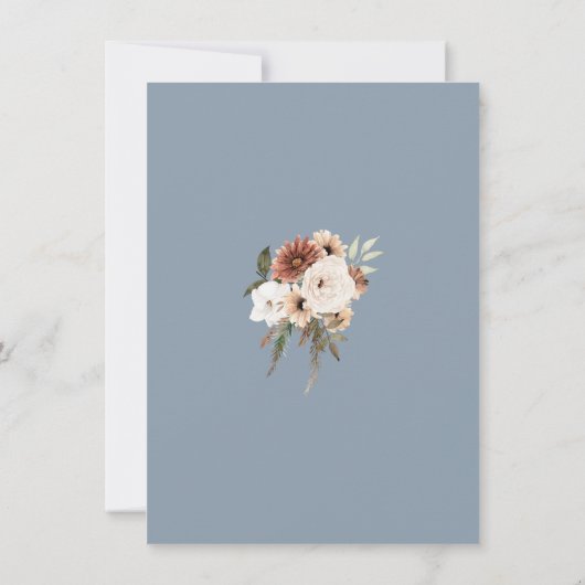 Rustieke Blauwe Perzik Bloemen Bruiloft Save the D (Achterkant)