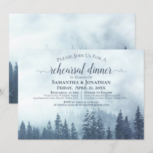 Rustieke Blauwe Pijnbomen Huwelijksrepetitie & din Kaart
