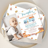 Rustieke Blauwe Pompoen Truck 1e Verjaardag Kaart