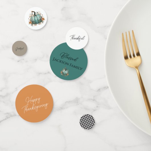 Rustieke Blauwe Pompoen Waterverf Tafel Confetti (Groep)