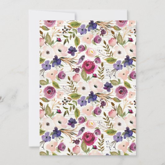 Rustieke Blauwe Pruim Bloemen Baby shower Invitati Kaart (Achterkant)