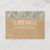 Rustieke Blauwe Raindrops Luier Raffle Baby shower Informatiekaartje (Voorkant)