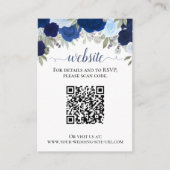 Rustieke Blauwe Rozen Bruiloft Website QR Code Informatiekaartje (Voorkant)