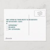 rustieke blauwe schuur hout Land Bruiloft RSVP Uitnodiging Briefkaart (Achterkant)