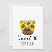 Rustieke Blauwe Schuur Zonnebloem Zoet 16 Uitnodig Kaart (Achterkant)