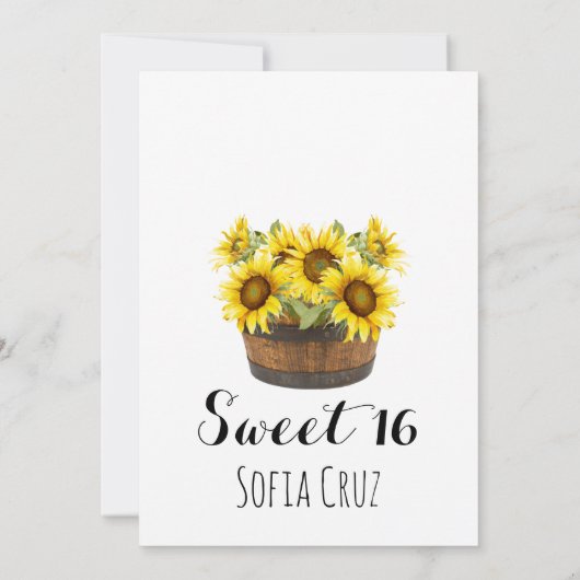 Rustieke Blauwe Schuur Zonnebloem Zoet 16 Uitnodig Kaart (Achterkant)