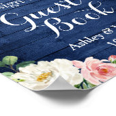 Rustieke blauwe slingerlichten bloemensignatuur ga poster (Hoek)