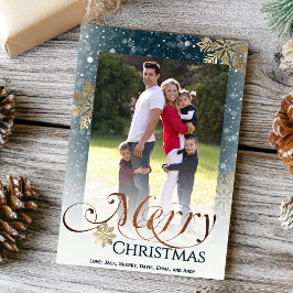 Rustieke Blauwe Sneeuwvlokken Vrolijke Kerstfoto Feestdagenkaart