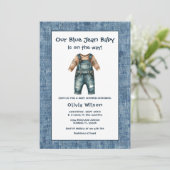 Rustieke Blauwe Spijkerbroek Jongen Baby Borrel Kaart (Staand voorkant)